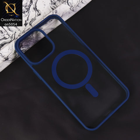 iPhone 16 Pro Max- blue- Cover-blue- New Clear Transparent Back Magnetic Magsafe Candy Color Soft Borders Case