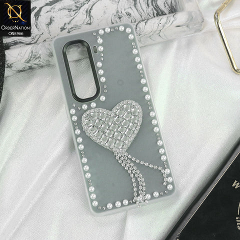 Infinix Hot 50 Pro Plus Cover - Black -  Stuninng Pearls And Heart Shaped RhineStones Hard Case With Double Protective Layers