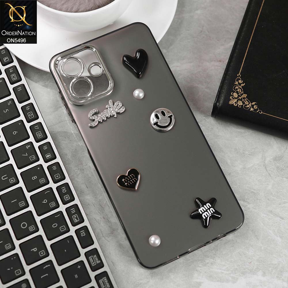 Samsung Galaxy A07 Cover - Black -  3D Smile Cartoon Matte Shinny Case With Camera Protection Soft Border Case