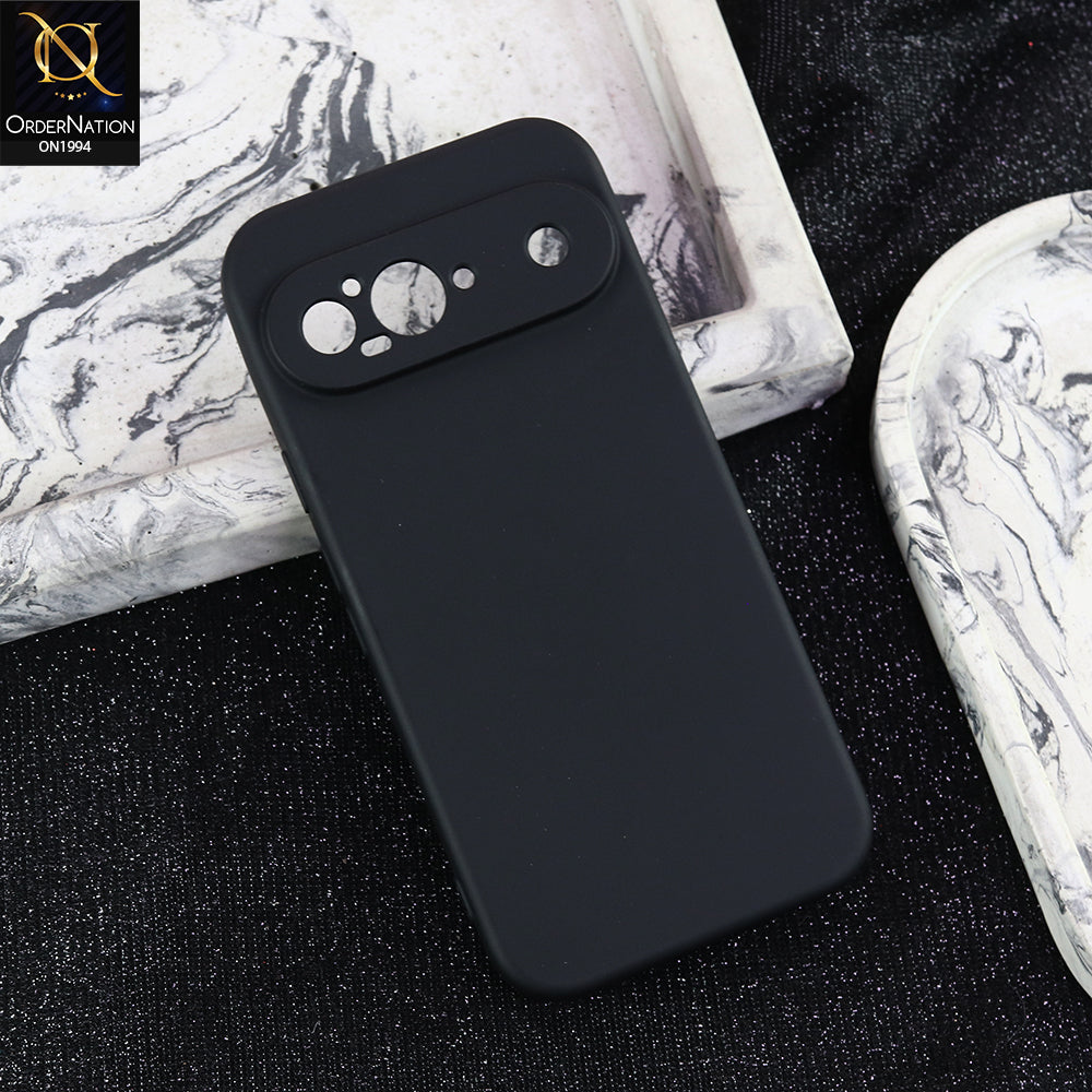 Google Pixel 9 - Black -  New Matte Black Silicone Case  Soft Touch Slim Back Cover