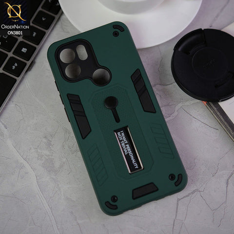 Xiaomi Poco C50 Cover - Green - Hybrid Stylish Slide Finger Grip With Metal Kickstand Soft Borders Case