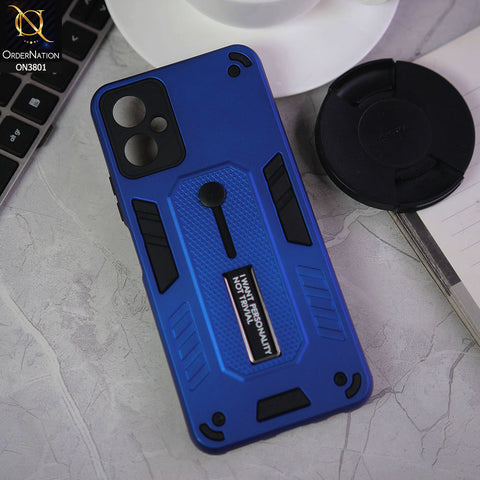 Tecno Camon 19 Neo Cover - Blue - Hybrid Stylish Slide Finger Grip With Metal Kickstand Soft Borders Case