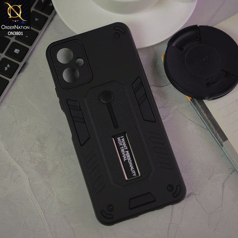 Tecno Camon 19 Neo Cover - Black - Hybrid Stylish Slide Finger Grip With Metal Kickstand Soft Borders Case