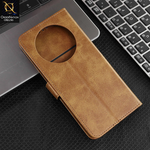 Xiaomi Redmi A3 Cover - Light Brown - Premium Business Series Magnetic Leather Wallet Flip book Card Slots Soft Case