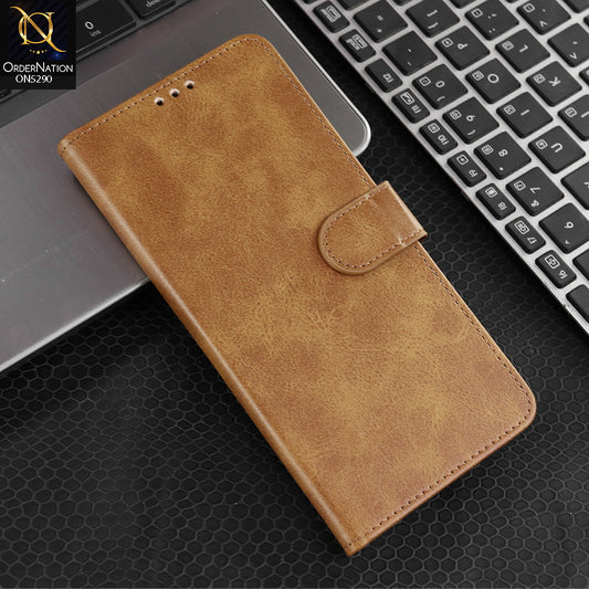 iPhone 15 Pro Max Cover - Light Brown - Premium Business Series Magnetic Leather Wallet Flip book Card Slots Soft Case