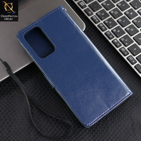 Samsung Galaxy A33 5G Cover - Blue - Premium PU Leather Magnetic Flip Book Card Slots Wallet Soft Case