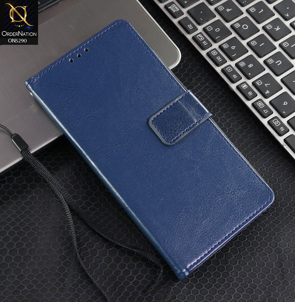 Oppo Reno 12F Cover - Blue - Premium Business Series Magnetic Leather Wallet Flip book Card Slots Soft Case