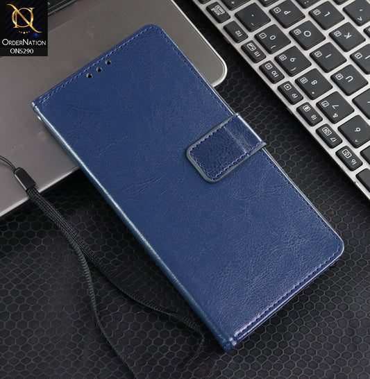 Oppo Reno 12F Cover - Blue - Premium Business Series Magnetic Leather Wallet Flip book Card Slots Soft Case