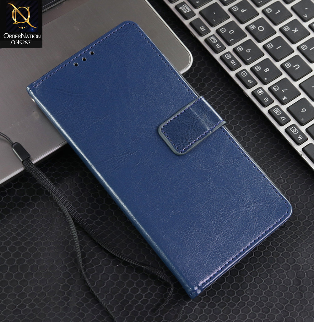 Samsung Galaxy A33 5G Cover - Blue - Premium PU Leather Magnetic Flip Book Card Slots Wallet Soft Case