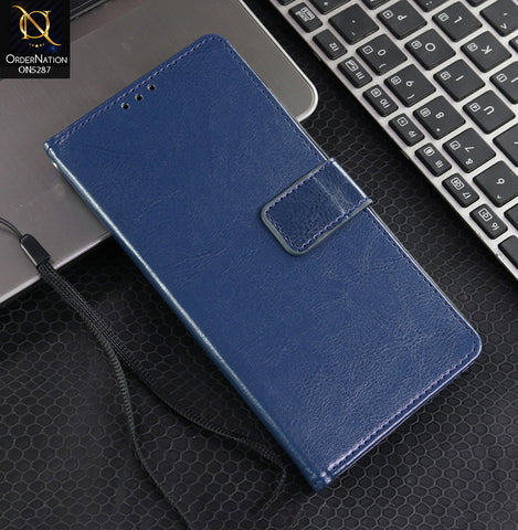 Samsung Galaxy A33 5G Cover - Blue - Premium PU Leather Magnetic Flip Book Card Slots Wallet Soft Case