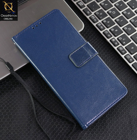 Oppo Reno 12F Cover - Blue - Premium Business Series Magnetic Leather Wallet Flip book Card Slots Soft Case