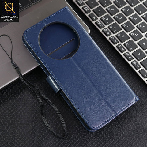 Oppo Reno 12F Cover - Blue - Premium Business Series Magnetic Leather Wallet Flip book Card Slots Soft Case