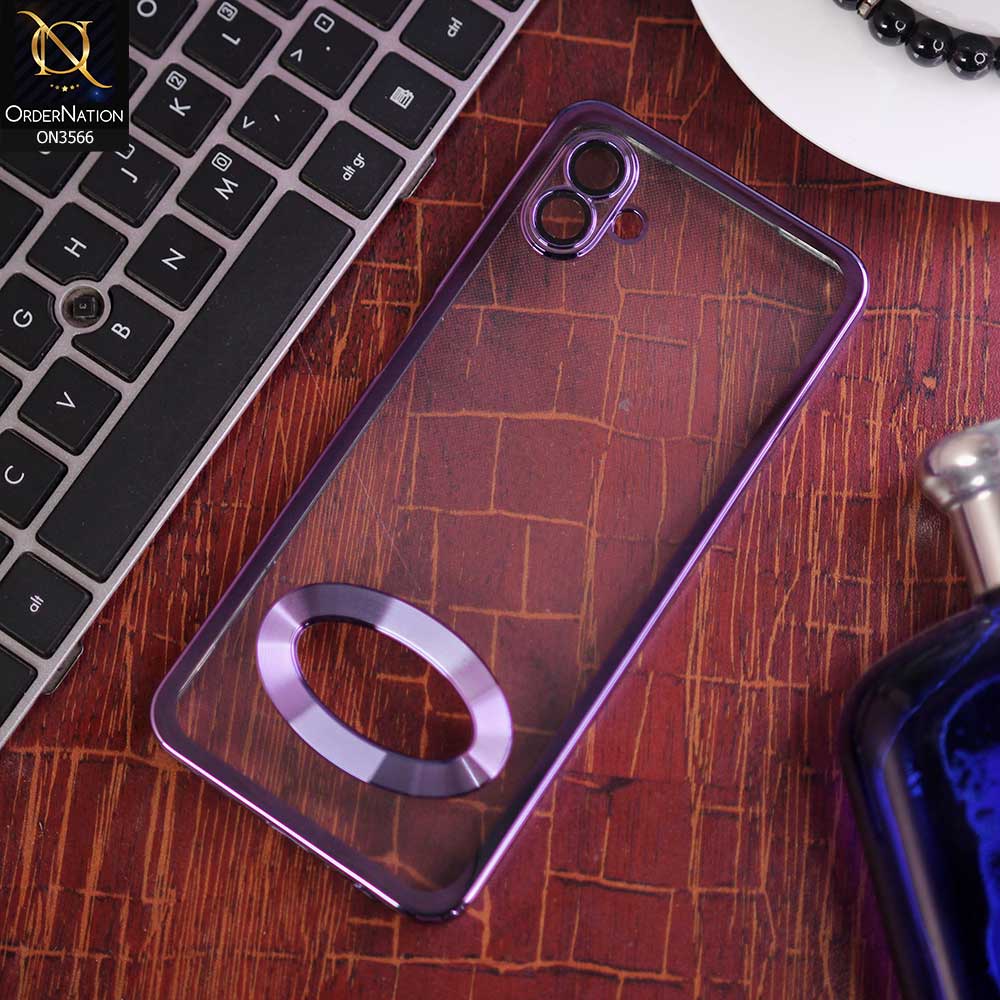Samsung Galaxy M13 5G Cover  - Purple - Electroplating Borders Logo Hole Camera Lens Protection Soft Silicone Case