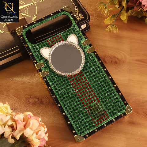 Infinix Smart 10 Plus Cover -  Green - New Glamorous Bling Phone Cover with Crystal Animal Design Ring Holder