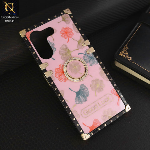 Tecno Camon 20 Pro Cover - Pink - Trendy Style Good Luck Floral Square Trunk Soft Case With Holder