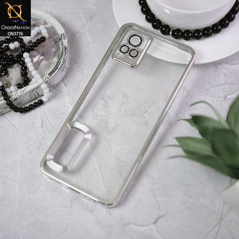Vivo V20 Cover - Silver - Electroplating Borders Logo Hole Camera Lens Protection Soft Silicone Case