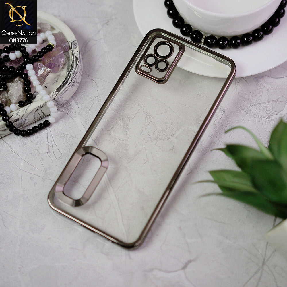 Vivo V20 Cover - Black - Electroplating Borders Logo Hole Camera Lens Protection Soft Silicone Case