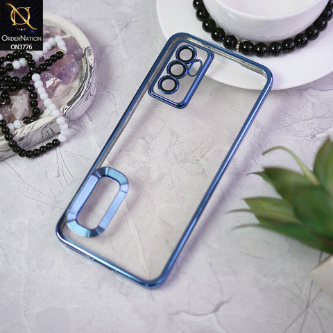 Vivo V23e 5G Cover - Blue -  Electroplating Borders Logo Hole Camera Lens Protection Soft Silicone Case