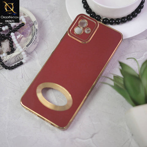 Samsung Galaxy M13 5G Cover - Maroon - All New Electroplating Borders With Logo Hole Protective Soft Silicon Case