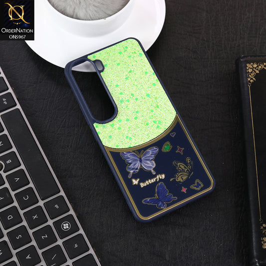 Vivo Y200 4G Cover - Blue -  New Trendy Butterfly Moeity Glitter Soft Borders Shiny Case