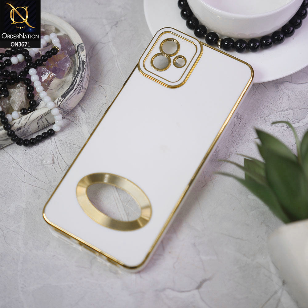 Samsung Galaxy M13 5G Cover - White - All New Electroplating Borders With Logo Hole Protective Soft Silicon Case