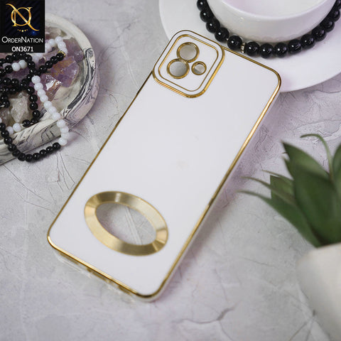 Samsung Galaxy M13 5G Cover - White - All New Electroplating Borders With Logo Hole Protective Soft Silicon Case