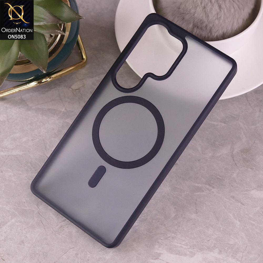 Samsung Galaxy S25 Ultra Cover - Dark Blue  - Trendy Matte Colour Transparent Soft Border Case With Magsafe
