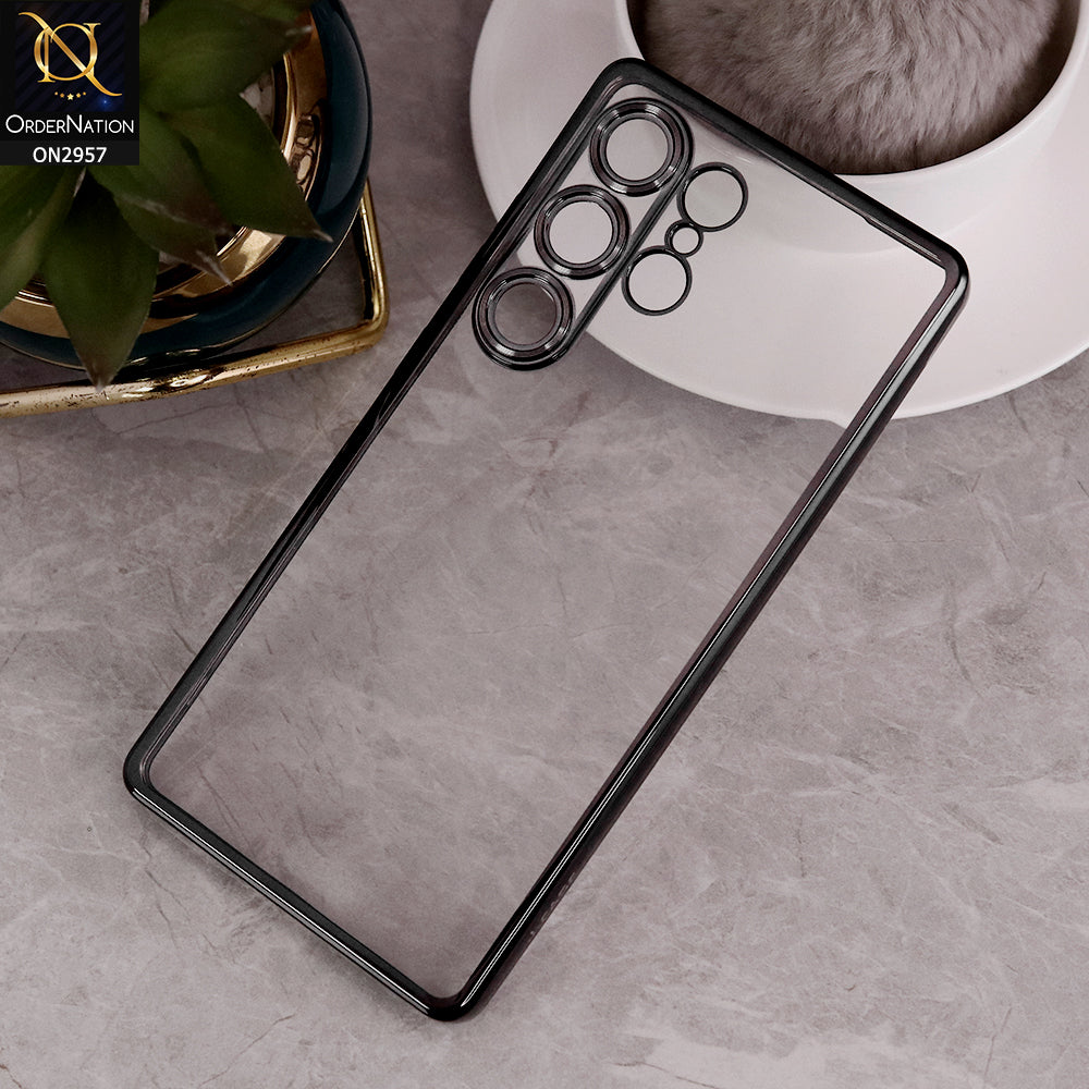 Samsung Galaxy S25 Ultra 5G Cover - Black - J-Case Soft Color Borders Camera Protection Clear Back Case