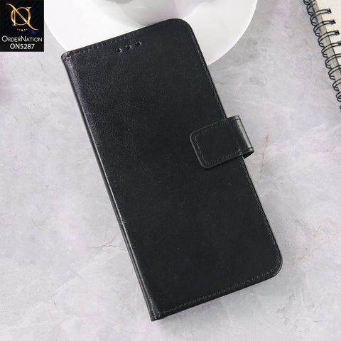 Samsung Galaxy A35 Cover - Black -  Premium PU Leather Magnetic Flip Book Card Slots Wallet Soft Case