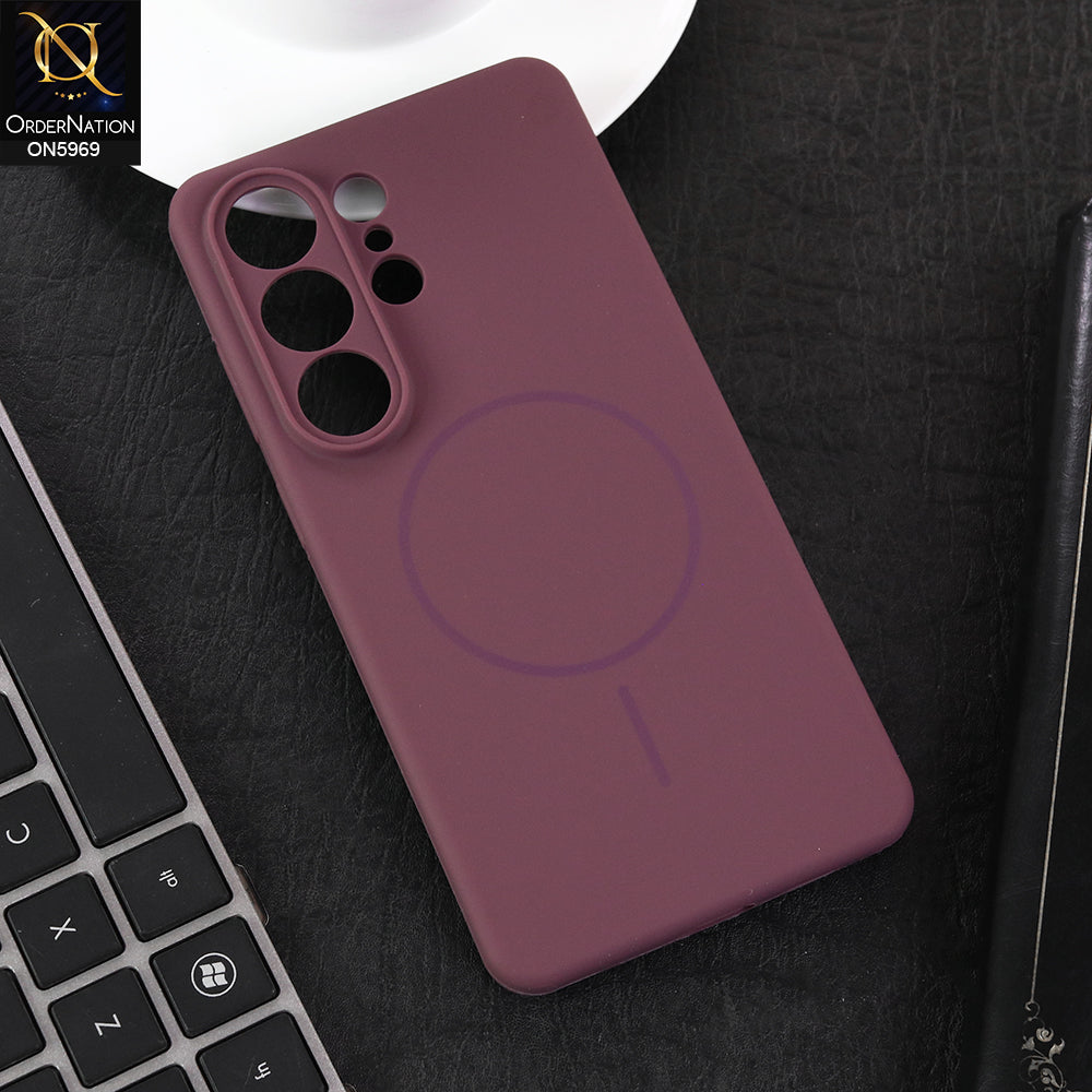 Samsung Galaxy S26 Ultra Cover - Mahroon - New Premium Quality Silicone MagSafe Case Matte Finish With Colour Camera Frame
