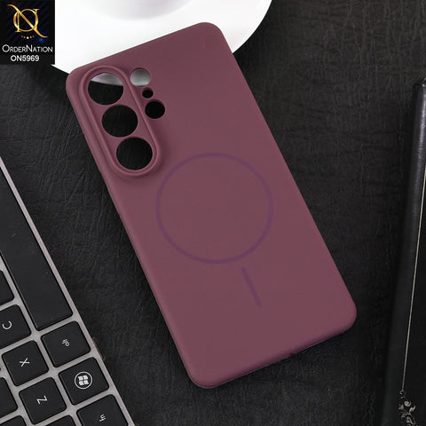 Samsung Galaxy S26 Ultra Cover - Mahroon - New Premium Quality Silicone MagSafe Case Matte Finish With Colour Camera Frame