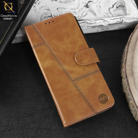 Realme C71 Cover - Light Brown  - Premium Leather Megantic Flip Book Covers With Card Holding Option