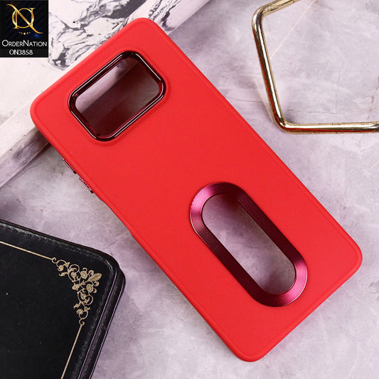 Xiaomi Poco X3 Pro  Cover - Red - New Soft Silicone Electroplating Camera Ring Chrome Logo Hole Case