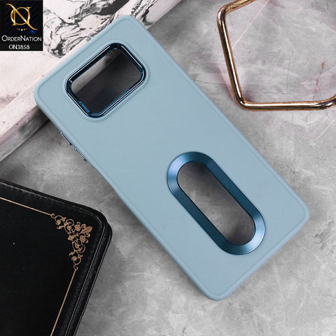Xiaomi Poco X3  Cover - Stone Blue - New Soft Silicone Electroplating Camera Ring Chrome Logo Hole Case