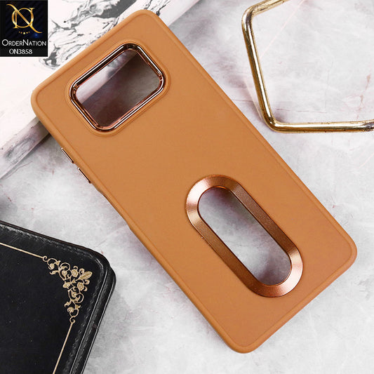 Xiaomi Poco X3  Cover - Brown - New Soft Silicone Electroplating Camera Ring Chrome Logo Hole Case