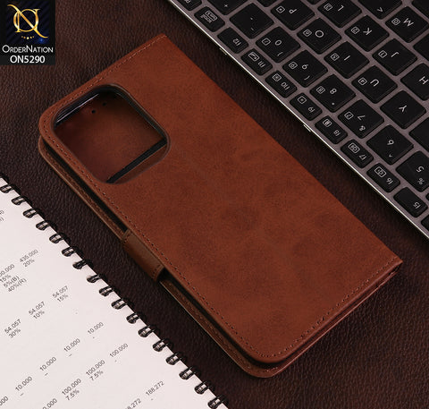 Oppo Reno 13 Cover - Dark Brown - Premium Business Series Magnetic Leather Wallet Flip book Card Slots Soft Case