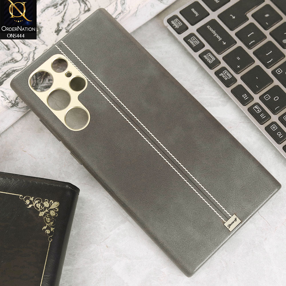 Samsung Galaxy S22 Ultra Cover - Gray -Premium  Leather Liner Shell Case With Camera Protection