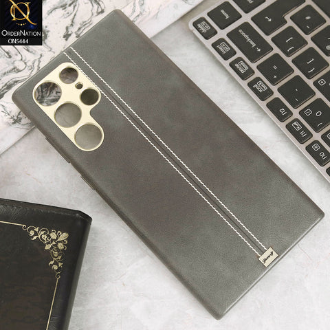 Samsung Galaxy S22 Ultra Cover - Gray -Premium  Leather Liner Shell Case With Camera Protection