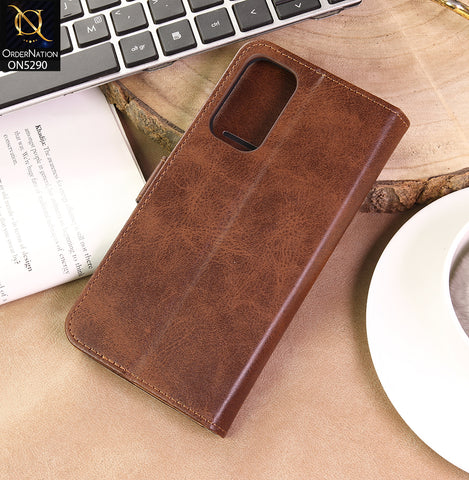 Oppo Reno 5 Pro 5G Cover - Dark Brown - Premium Business Series Magnetic Leather Wallet Flip book Card Slots Soft Case