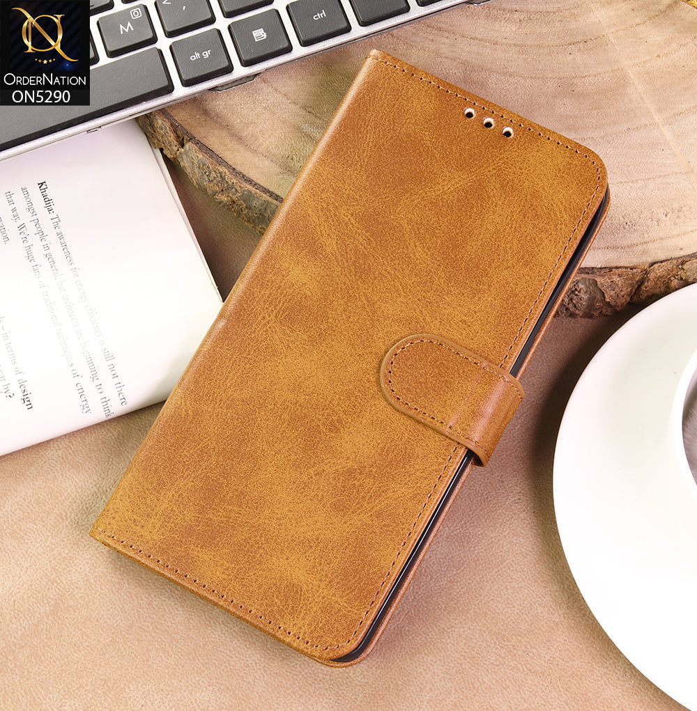Oppo Reno 5 Pro 5G Cover - Light Brown - Premium Business Series Magnetic Leather Wallet Flip book Card Slots Soft Case