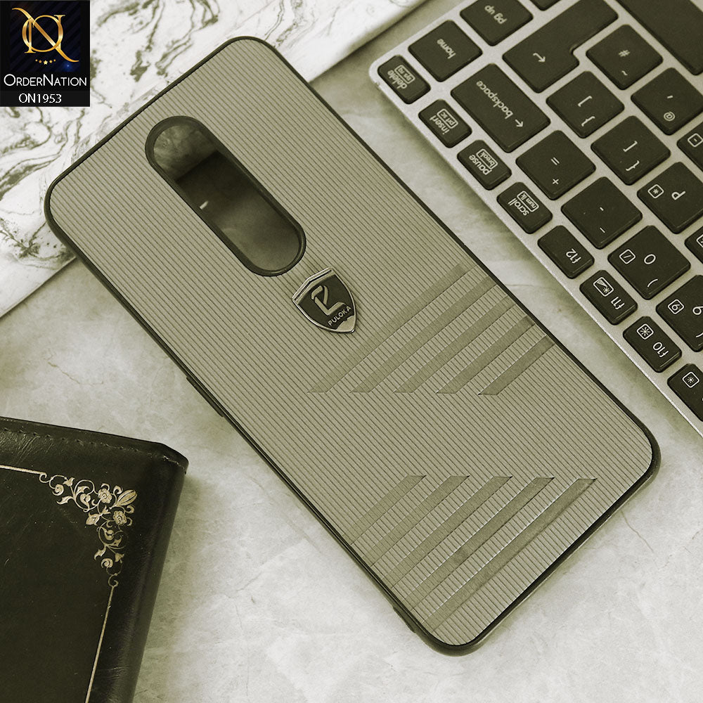 Oppo F11 Pro Cover - Grey - Puloka Linning Style Soft Borders Back Shell Case