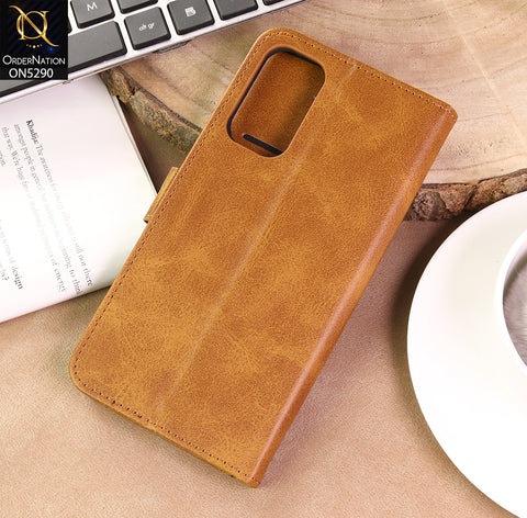 Oppo Reno 5 Pro 5G Cover - Light Brown - Premium Business Series Magnetic Leather Wallet Flip book Card Slots Soft Case