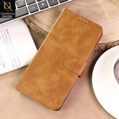 Oppo Reno 6 Pro 5G Cover - Light Brown - Premium Business Series Magnetic Leather Wallet Flip book Card Slots Soft Case