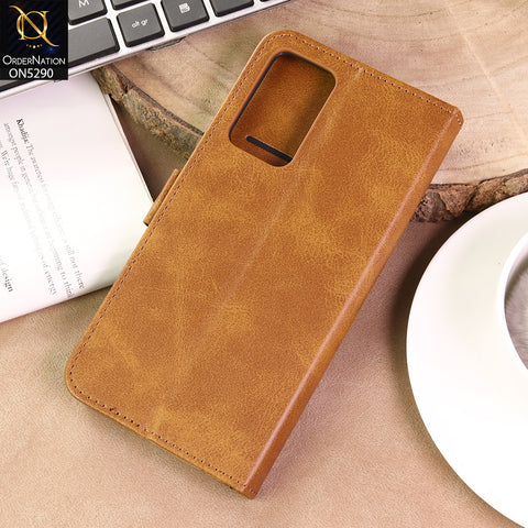 Oppo Reno 6 Pro 5G Cover - Light Brown - Premium Business Series Magnetic Leather Wallet Flip book Card Slots Soft Case