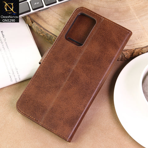 Oppo Reno 6 Pro 5G Cover - Dark Brown - Premium Business Series Magnetic Leather Wallet Flip book Card Slots Soft Case