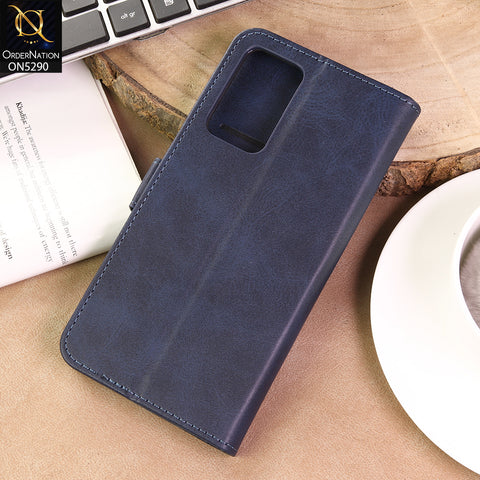 Oppo Reno 6 Pro 5G Cover - Blue - Premium Business Series Magnetic Leather Wallet Flip book Card Slots Soft Case