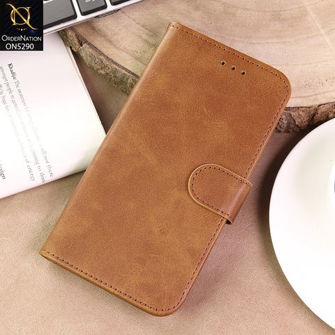 Samsung Galaxy S25 Cover - Light Brown - Premium Business Series Magnetic Leather Wallet Flip book Card Slots Soft Case