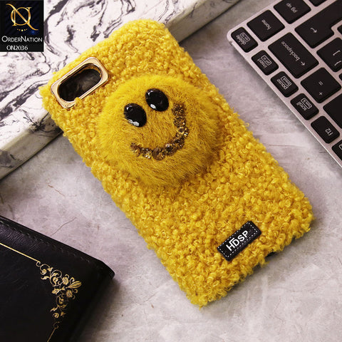 iPhone 8 / 7 - Yellow - Girlish Cute Smiling Face Soft Plush Fur Case