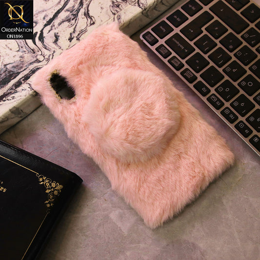 iPhone XS Max - Pink - Cute Girlish Fluffy Rabbit Hair With Magnetic Removable Mirror Makeup Back Case