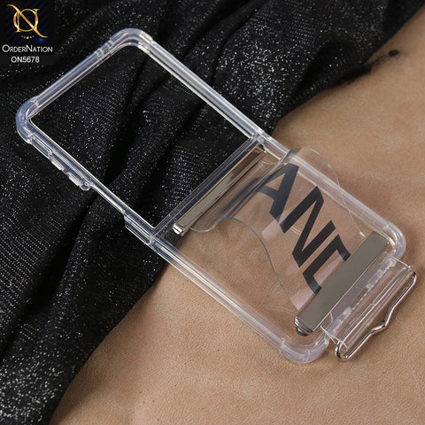 Samsung Galaxy Z Flip 7 Cover - Transparent - New Premium TPU Clear Case With Belt Strap For Holding Options Designed By GKK